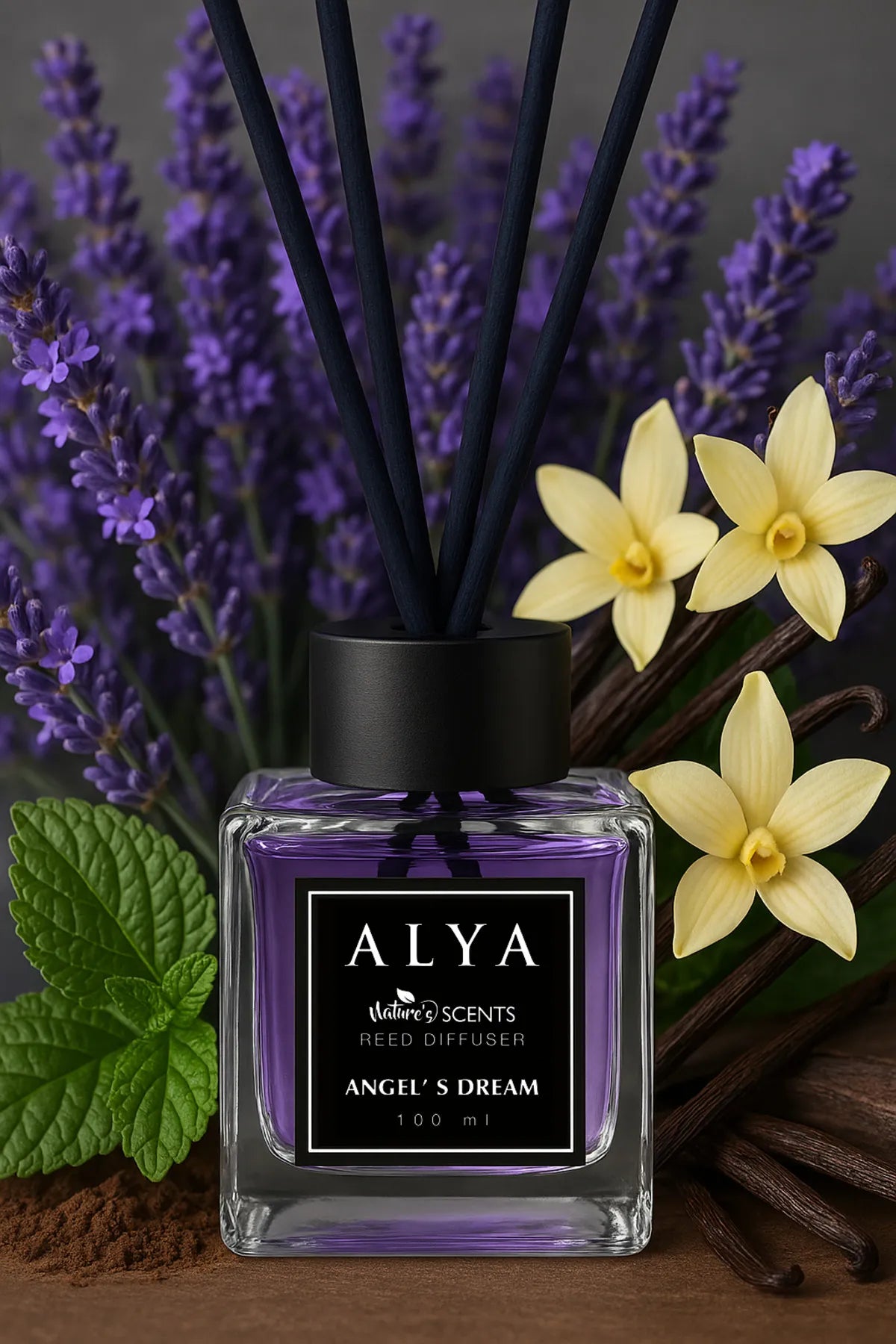 Odorizant de Cameră ANGEL’S DREAM – ALYA | Reed Diffuser cu Bețișoare din Ratan – 100 ml