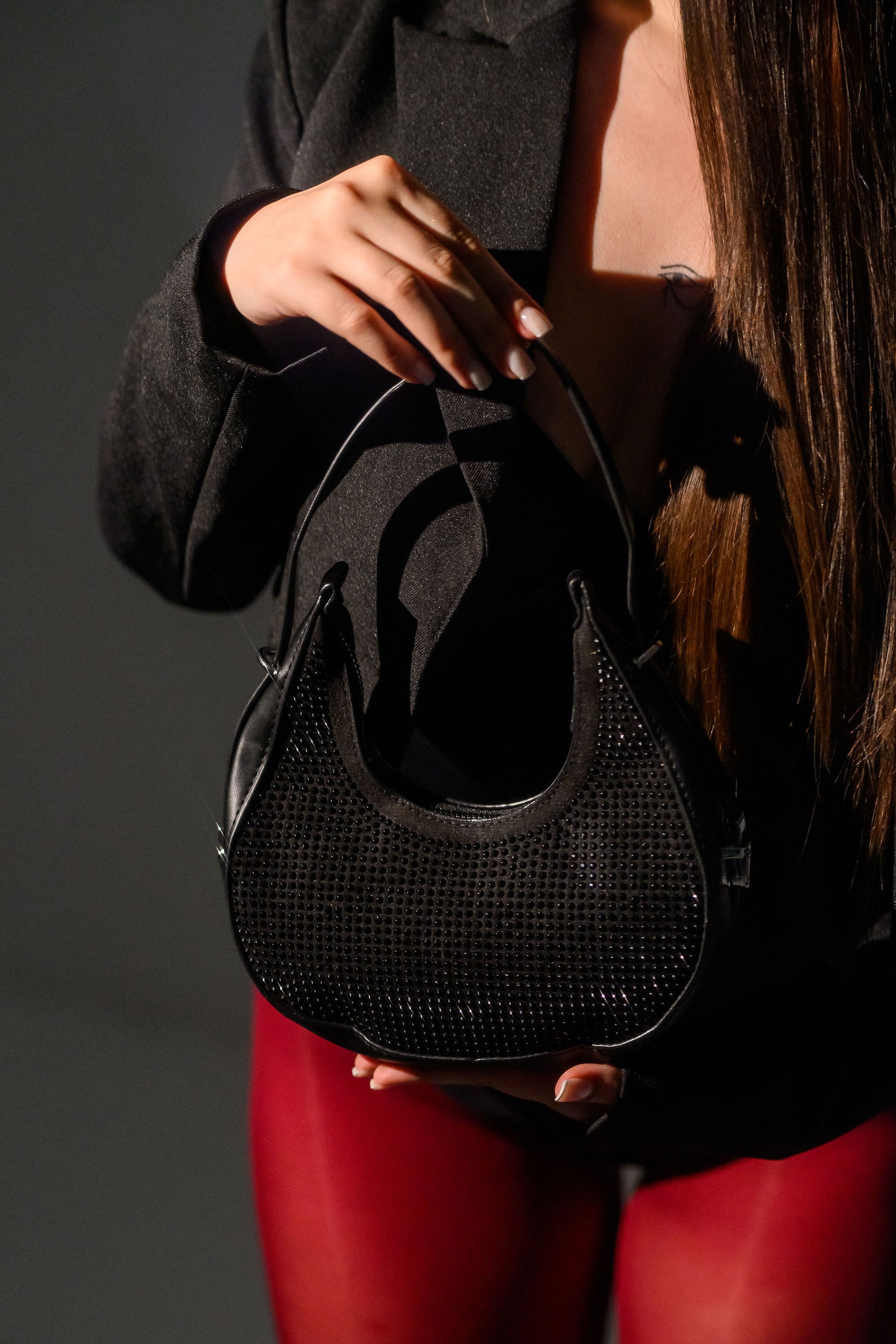 geantă damă FATALI Nova Black - mini bag elegant pentru ținute exclusiviste