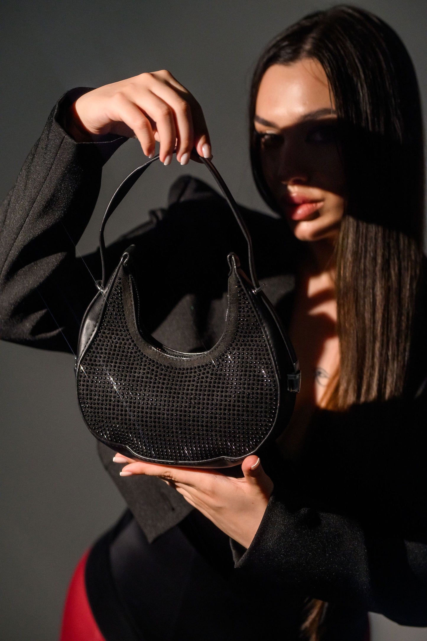 geantă damă FATALI Nova Black - mini bag elegant pentru ținute exclusiviste