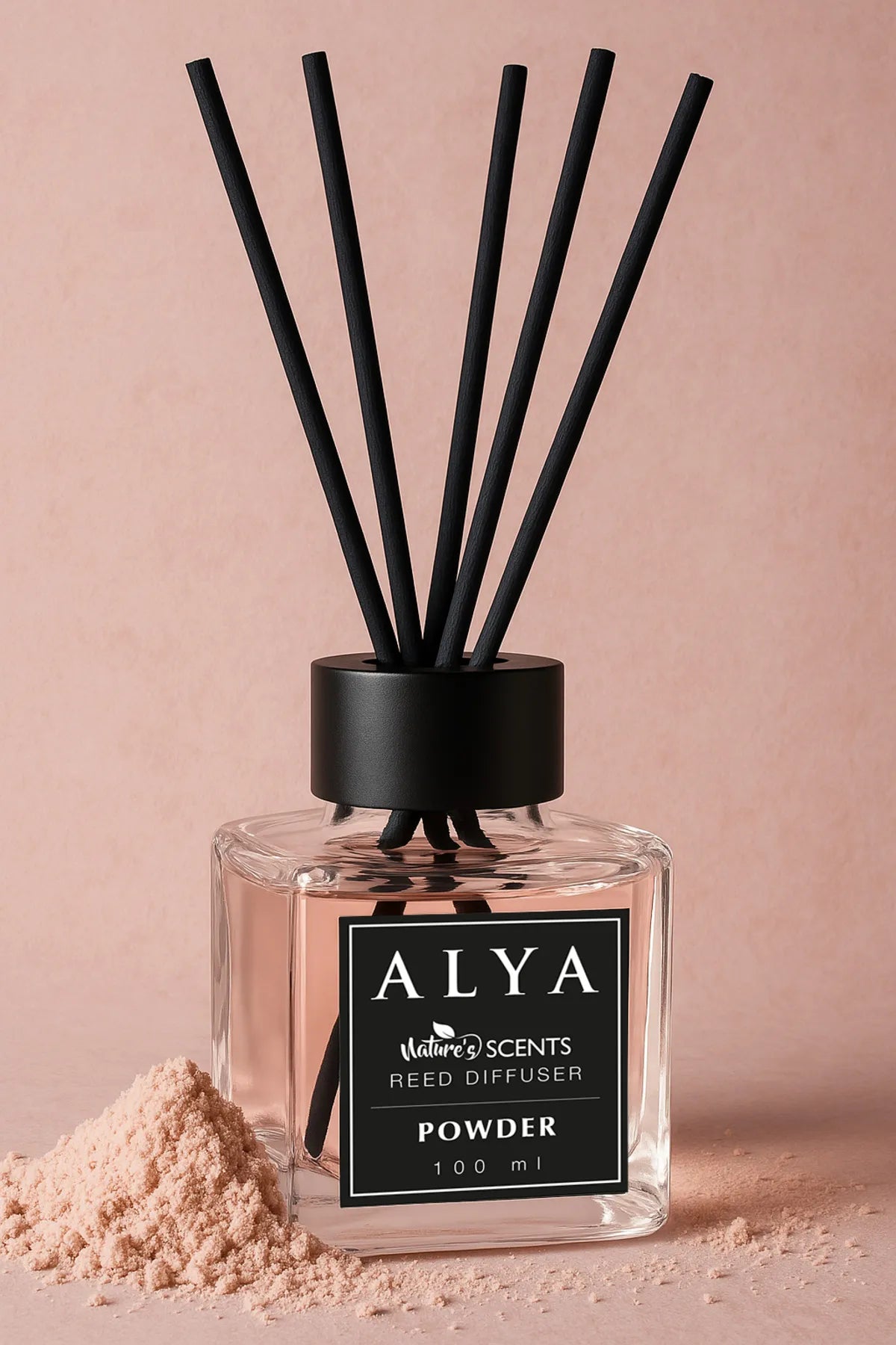 Odorizant de Cameră POWDER – ALYA | Reed Diffuser cu Bețișoare din Ratan – 100 ml