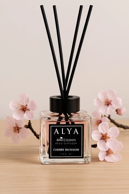 Odorizant de Cameră CHERRY BLOSSOM – ALYA | Reed Diffuser cu Bețișoare din Ratan – 100 ml