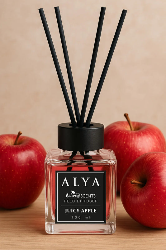 Odorizant de Cameră JUICY APPLE – ALYA | Reed Diffuser cu Bețișoare din Ratan – 100 ml