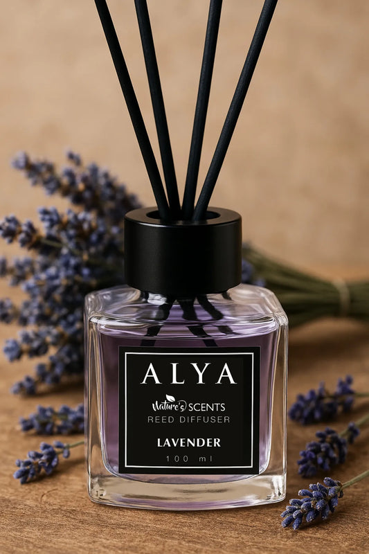 Odorizant de Cameră LAVENDER – ALYA | Reed Diffuser cu Bețișoare din Ratan – 100 ml