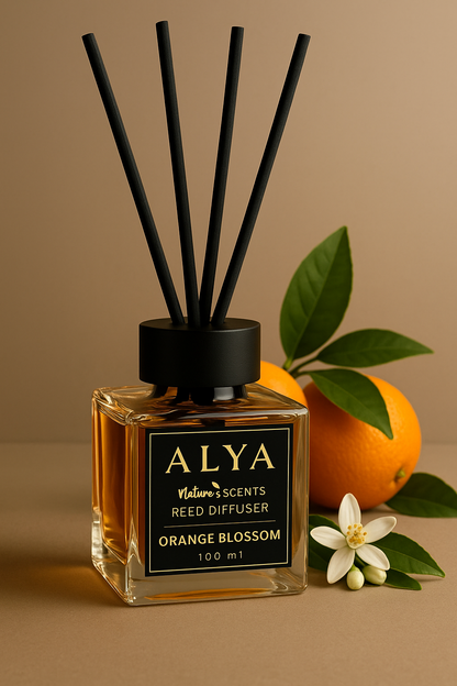 Odorizant de Cameră ORANGE BLOSSOM – ALYA | Reed Diffuser cu Bețișoare din Ratan – 100 ml