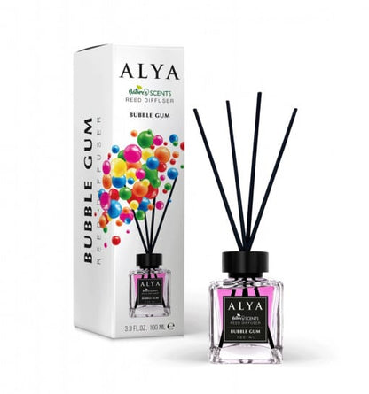 Odorizant camera Alya Bubble Gum – reed diffuser 100 ml cu betisoare ratan.
