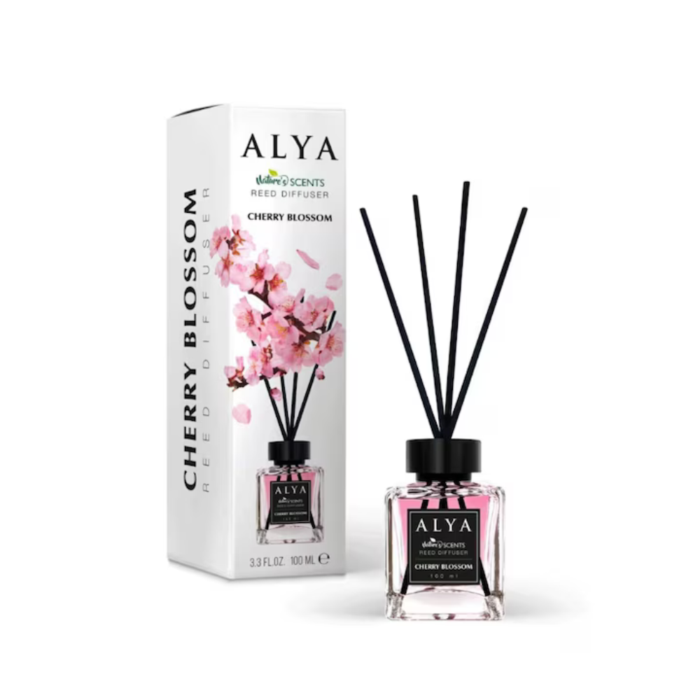 Odorizant camera Alya Cherry Blossom – reed diffuser 100 ml cu betisoare ratan.