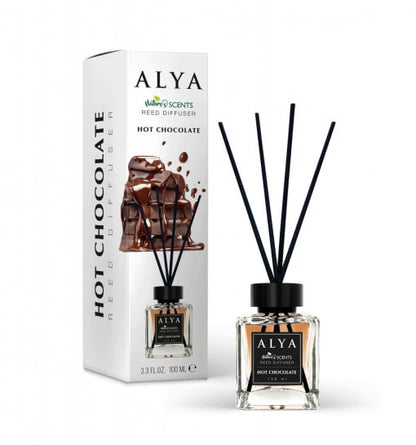 Odorizant camera Alya Hot Chocolate – reed diffuser 100 ml cu betisoare ratan.