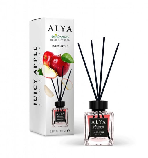 Odorizant camera Alya Juicy Apple – reed diffuser 100 ml cu betisoare ratan.