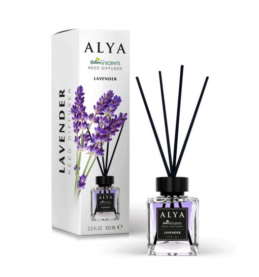 Odorizant camera Alya Lavender – reed diffuser 100 ml cu betisoare ratan.