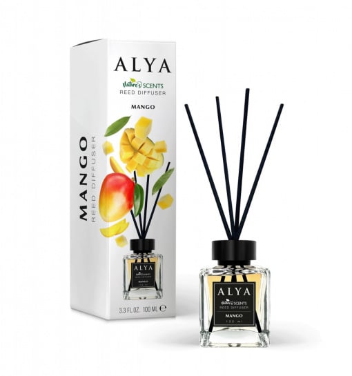 Odorizant camera Alya Mango – reed diffuser 100 ml cu betisoare ratan.