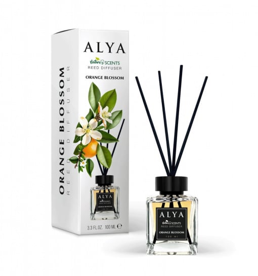 Odorizant camera Alya Orange Blossom – reed diffuser 100 ml cu betisoare ratan.
