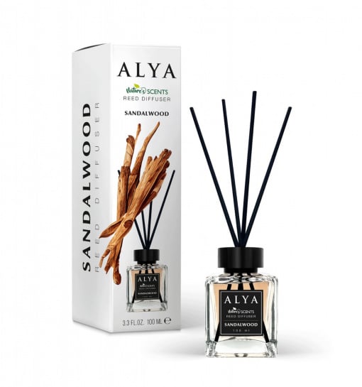 Odorizant camera Alya Sandalwood – reed diffuser 100 ml cu betisoare ratan.