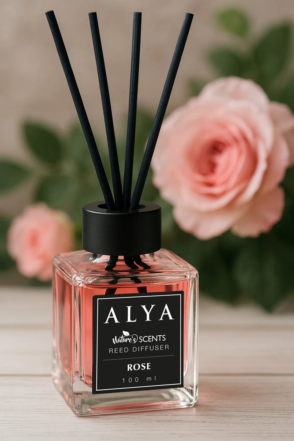 Odorizant de Cameră ROSE – ALYA | Reed Diffuser cu Bețișoare din Ratan – 100 ml