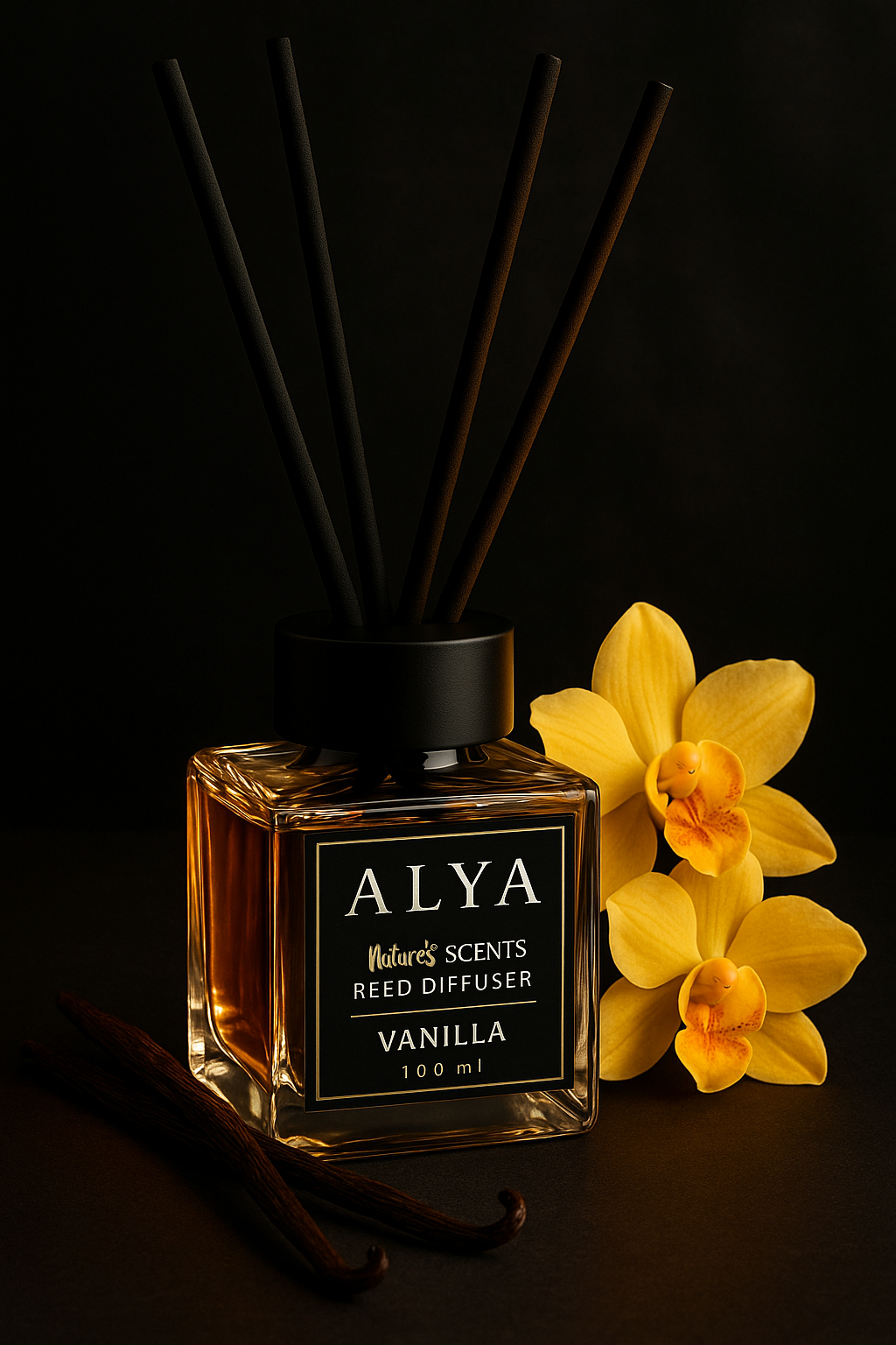 Odorizant de Cameră VANILLA – ALYA | Reed Diffuser cu Bețișoare din Ratan – 100 ml